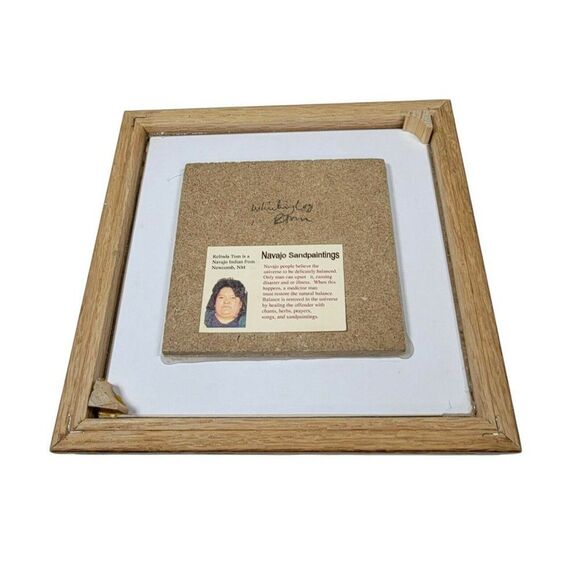 Vintage Native American Navajo Sand Painting Framed Kachina Sun Relinda Tom - Picture 3 of 5